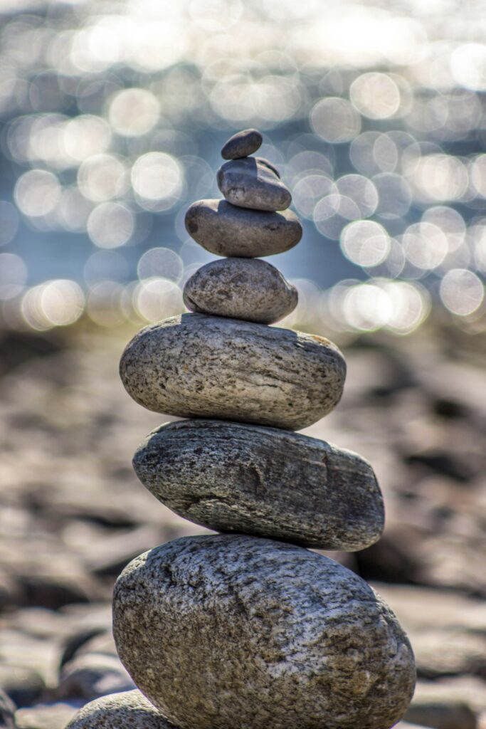 Zen stones representing inner peace and mindfulness for health and wellness