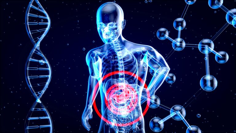 person suffering from poor gut health symptoms