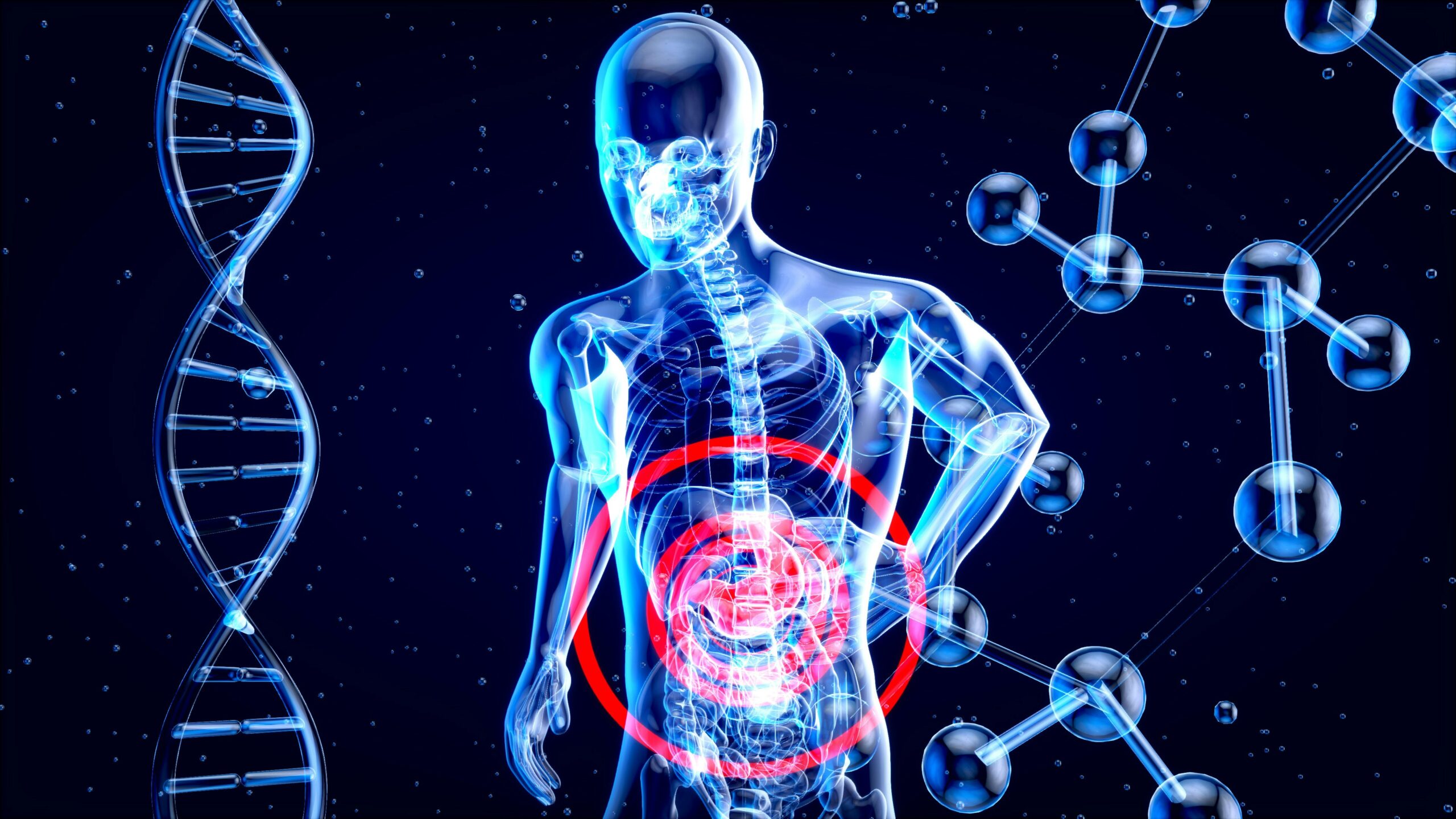 person suffering from poor gut health symptoms