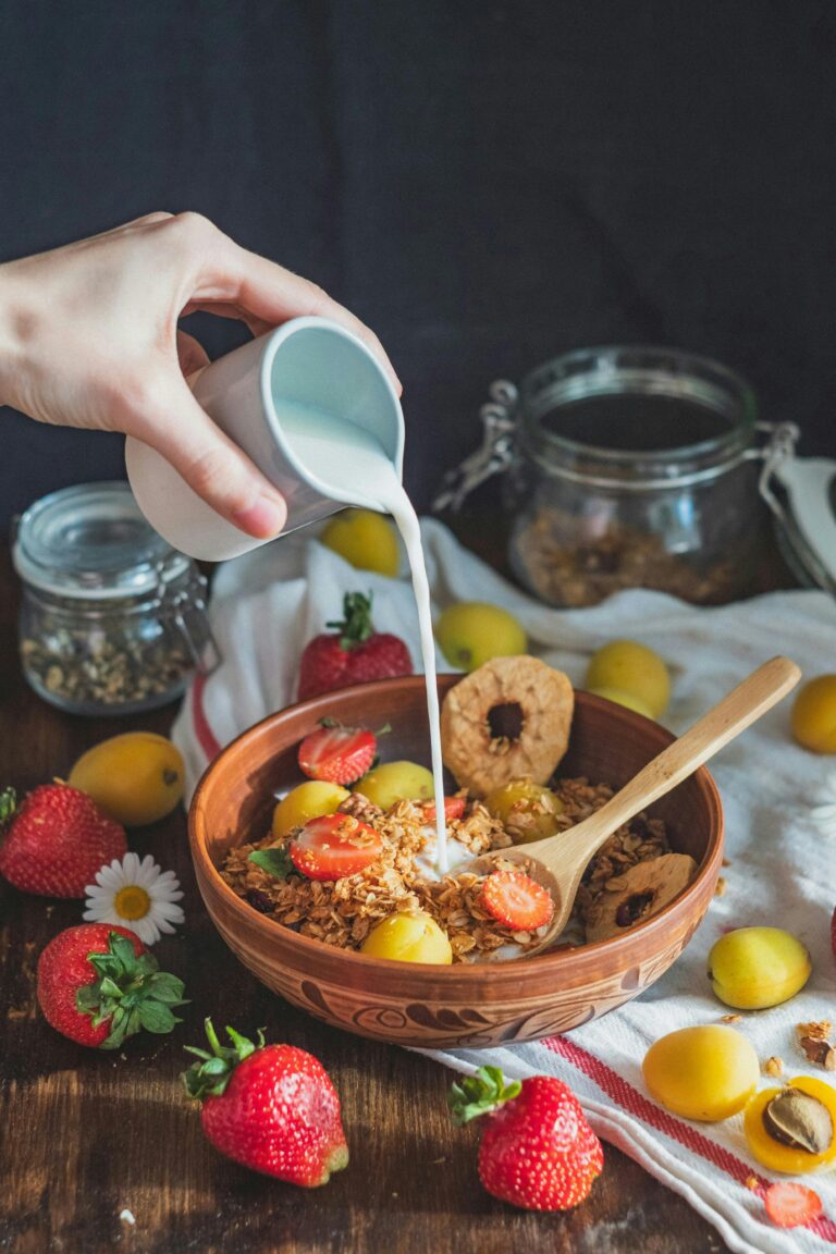Woman starting her day with healthy lifestyle habits like nutritious breakfast and hydration